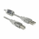 Delock kabel USB A-B 5m dvojno oklopljen transparent s ferito 83896