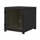 Triton kabinet 12U 620 600x900 črn sestavljen s kolesi