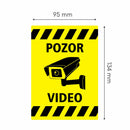 Nalepka "POZOR VIDEO" A6 (134x95) rumena